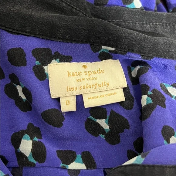 Kate Spade The 100% Silk Animal Print Blouse, size 0 - Picture 6 of 11